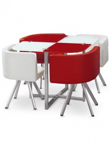 Table et chaises Mosaic 90 Blanc et Rouge p803blancrouge