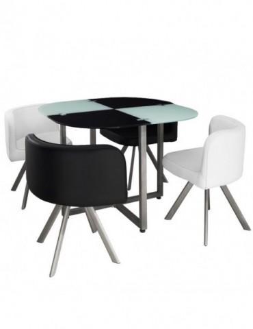 Table et chaises Mosaic 90 Blanc et Noir p803blancnoir