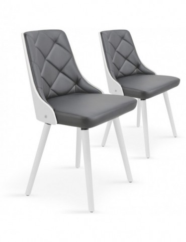 Lot de 2 chaises scandinaves Lalix Blanc & Gris 4630lot2blancgris