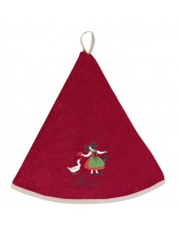 Essuie-mains rond brodé Alsacienne Oie Rouge diamètre 60 cm 4718030000Winkler