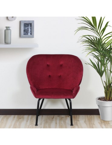 Fauteuil Coco Velours Rouge lf0136hlr50