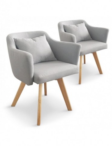 Lot de 2 fauteuils scandinaves Dantes Tissu Gris yf1529lot2gris