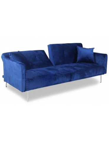 Canapé convertible 3 places Carla Velours Bleu jh930velvetblue