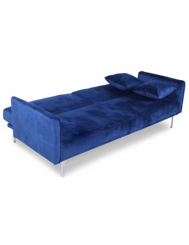 Canapé convertible 3 places Carla Velours Bleu jh930velvetblue