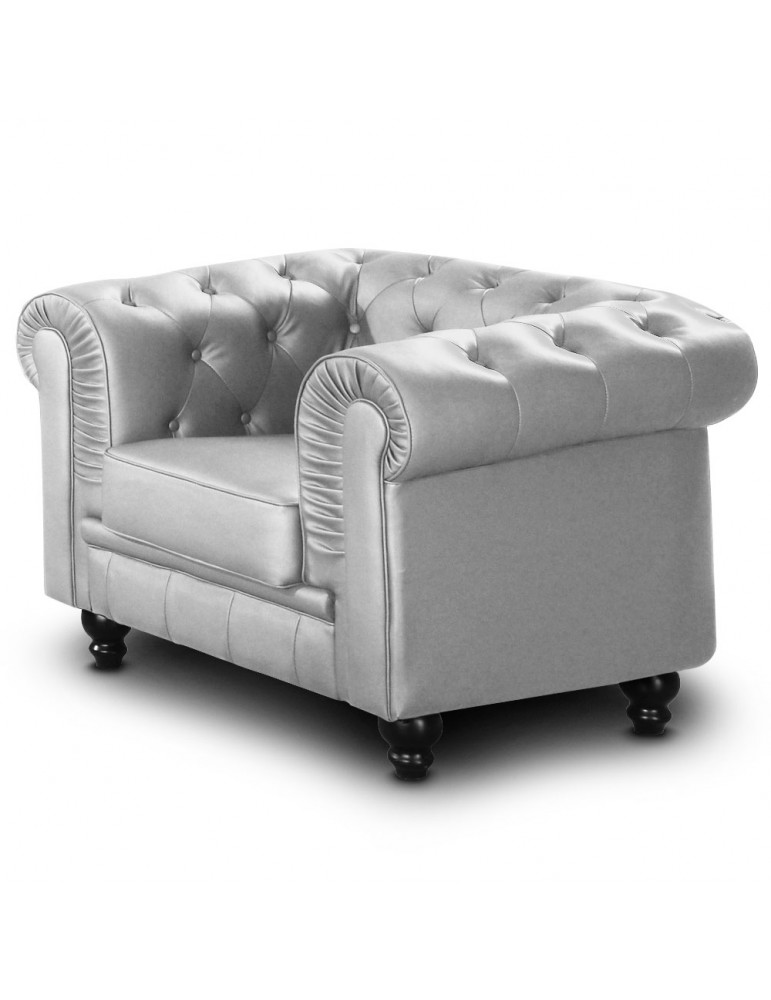 Fauteuil Chesterfield Argent A605-1-Argent