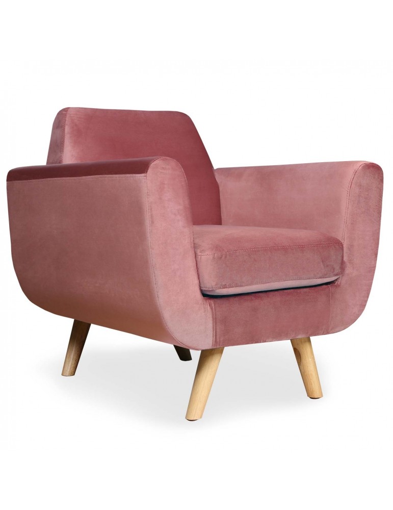 Fauteuil scandinave Danube Velours Rose l2081velvetpink