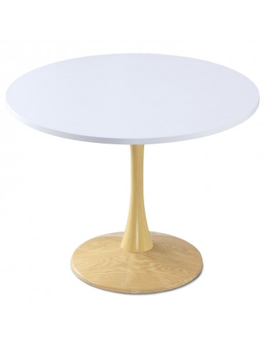 Table ronde Necy Chêne et Blanc 100 x 100 x 74 cm a19oakwhite