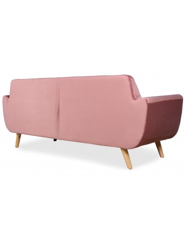 Canapé scandinave 3 places Danube Velours Rose l2083velvetpink