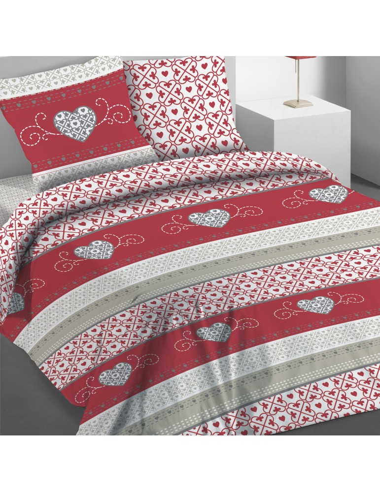 Parure de lit 2 personnes avec housse de couette et 2 taies d'oreiller Cosy Rouge 240 x 220 3765030503Les Ateliers du Linge Parure de lit 2 personnes avec housse de couette et 2 taies d'oreiller Cosy Rouge 240 x 220 3765030503Les Ateliers du Linge