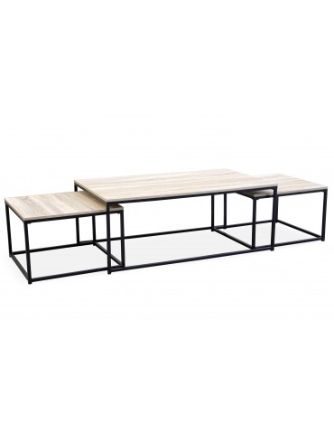 Table basse + 2 gigognes Carolina Chêne Clair ks3180lightoak