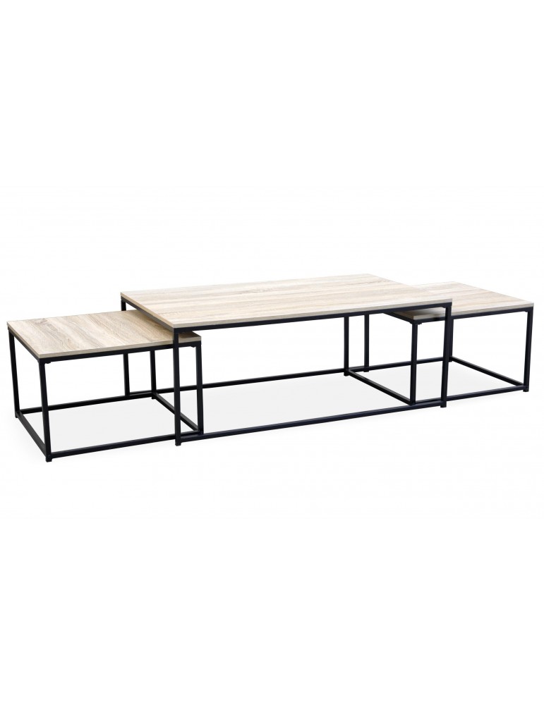 Table basse + 2 gigognes Carolina Chêne Clair ks3180lightoak