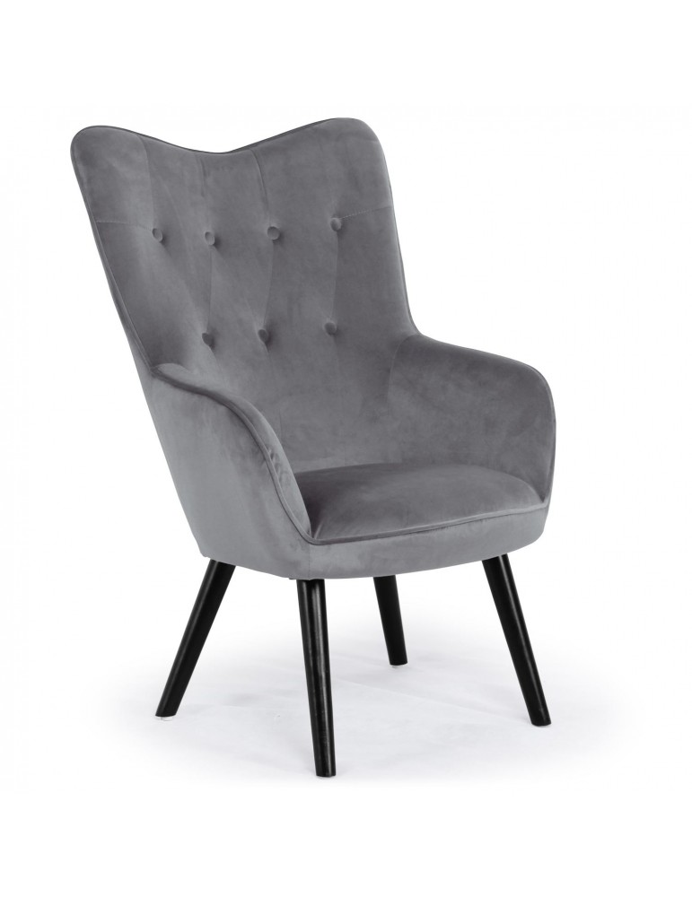 Fauteuil scandinave Klarys Velours Gris 8801greyvelvet