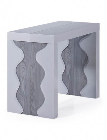 Table Console Ariel Laquée Gris & Chêne Gris at8210glossygrey