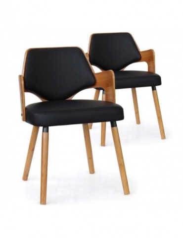 Lot de 2 chaises scandinave Dima Bois Naturel et Noir 2xgf225anatnoir