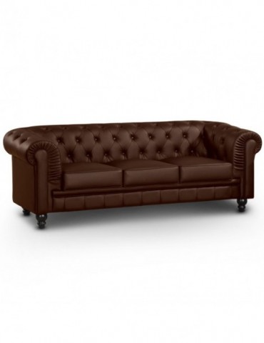 Canapé 3 places Chesterfield Marron A605-3-Marron Foncé