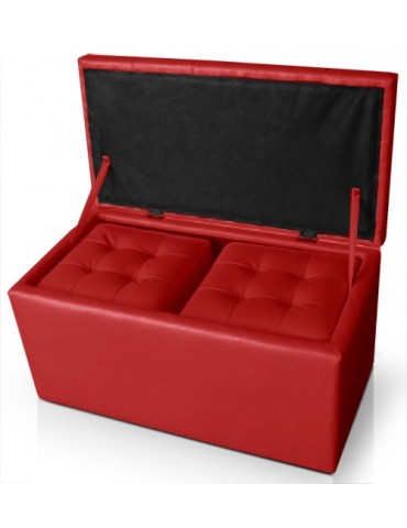 Banquette Coffre Panky + 2 poufs Rouge pa814rouge