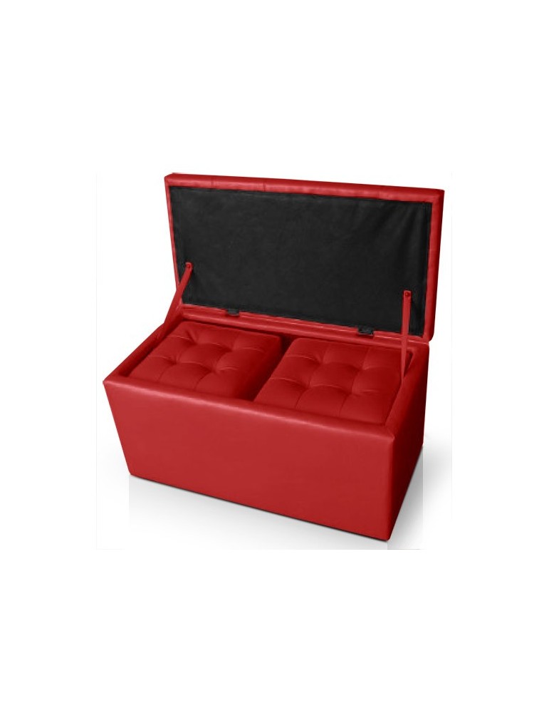 Banquette Coffre Panky + 2 poufs Rouge pa814rouge