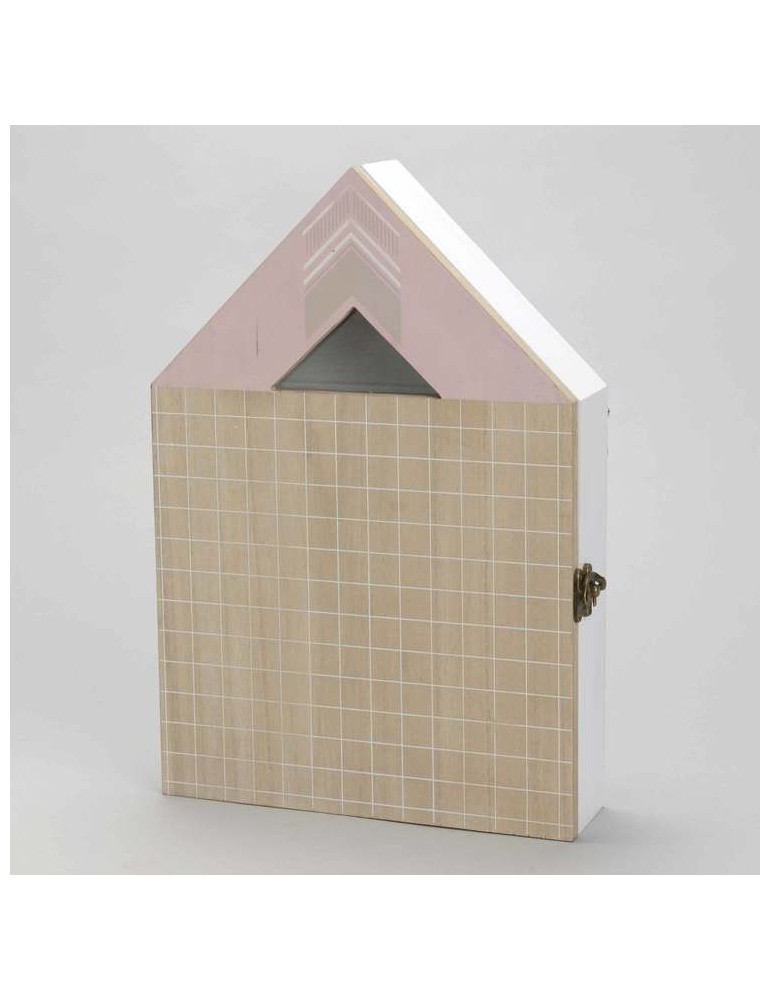 Boîte à clefs forme maison en bois rose et blanc H34cm OSLO DRA3343115Amadeus
