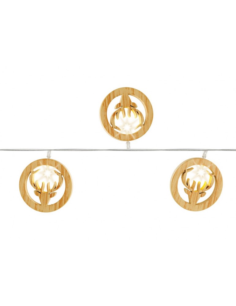 Guirlande LED déco tête de rennes en bois marron BRUT IGU3705046Lumineo Guirlande LED déco tête de rennes en bois marron BRUT IGU3705046Lumineo