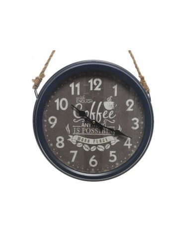 Horloge vintage en métal et suspension corde D.36cm KLOK DHO3889024Decoris
