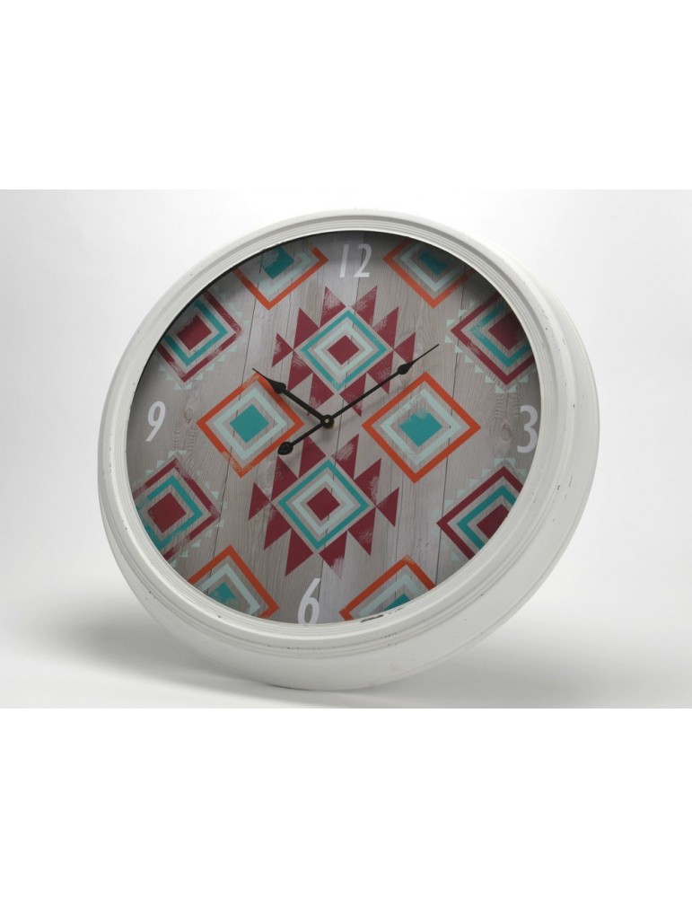 Horloge murale ronde en métal et verre motif navajo ethnique multico D.63cm GYPSET DHO3520043Amadeus