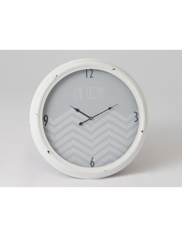 Horloge murale ronde en métal et verre motif chevron gris D.63cm bleu BAY DHO3520044Amadeus