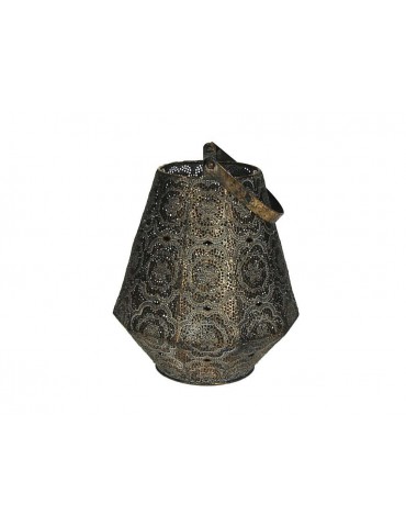 Lanterne en métal oxydé avec anse motif oriental ajouré H.26.5cm TAGAWA DEC3769018