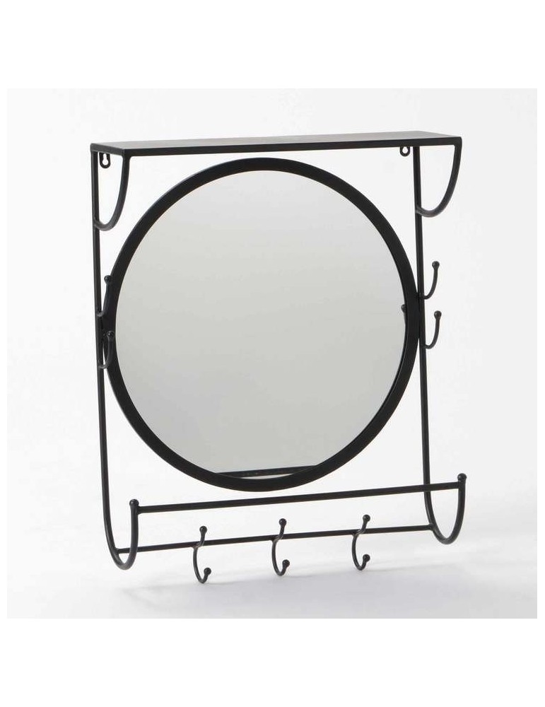 Miroir rond 3 patères en dessous et 4 encadrant + tablette WELCOME DMI3343139Amadeus