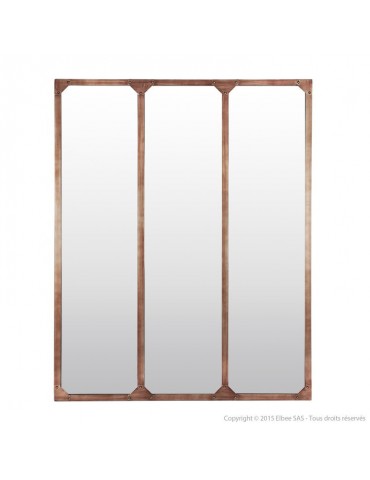 Miroir fenêtre triptyque en métal rectangulaire 120x95cm TEKE Ambré DMI4356008Delamaison