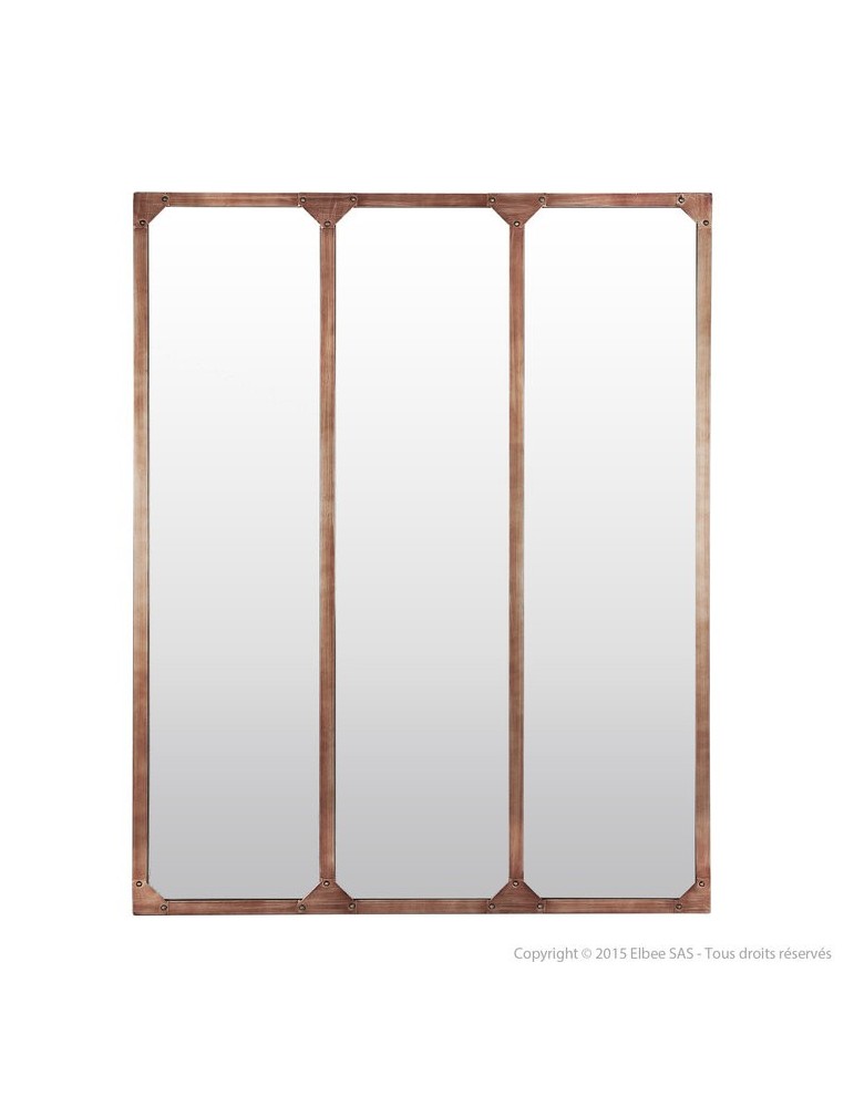 Miroir fenêtre triptyque en métal rectangulaire 120x95cm TEKE Ambré DMI4356008Delamaison