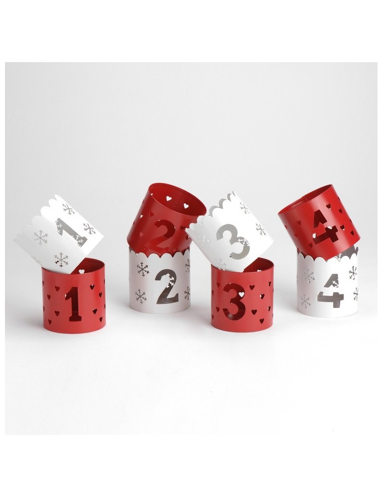 Photophore en métal avec numérotation rouge et blanc (Lot de 8) CELEBRATION DEC2993229 Photophore en métal avec numérotation rouge et blanc (Lot de 8) CELEBRATION DEC2993229