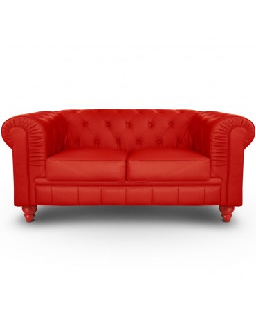 Canapé 2 places Chesterfield Rouge A605-2-Rouge