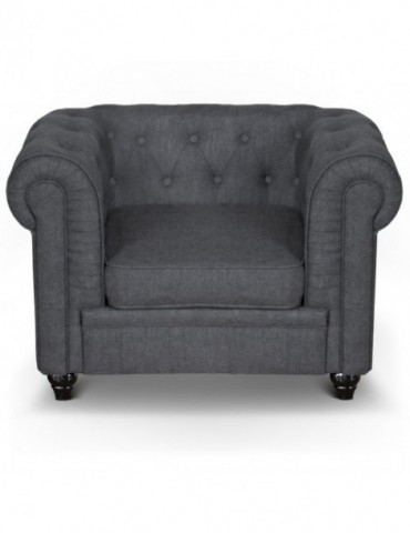 Fauteuil Chesterfield effet Lin Gris a605l1gris