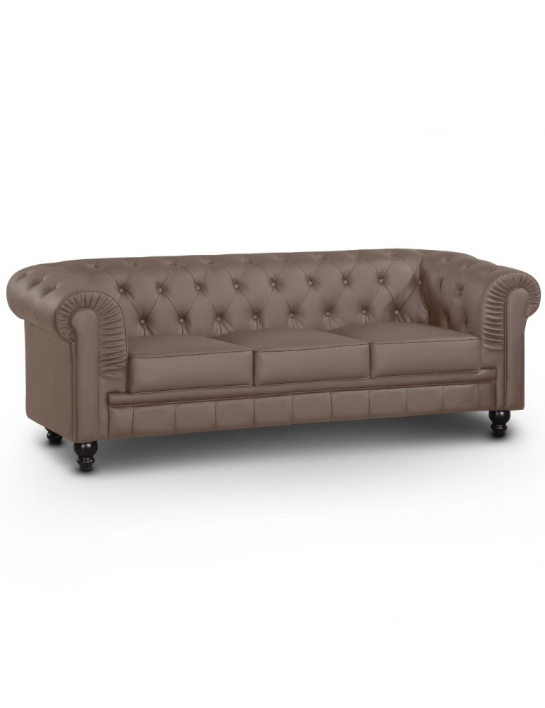 Canapé 3 places Chesterfield Taupe A605-3-Taupe