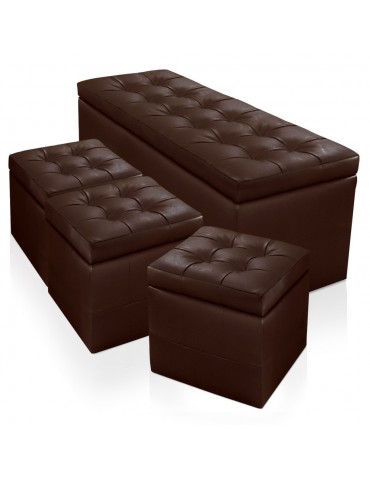 Banquette Coffre Panky XL + 3 poufs Marron pa814xlmarron