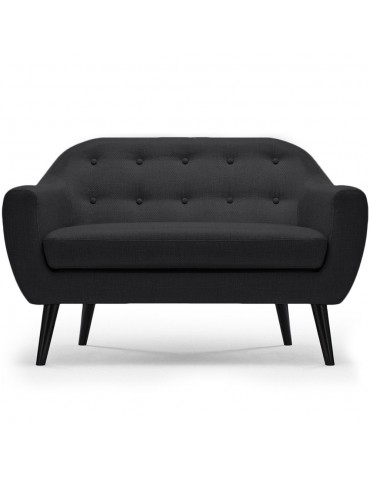 Canapé scandinave 2 places Fidelio Tissu Noir hy80412noir