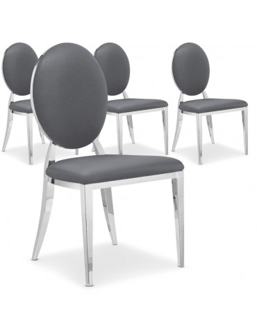 Lot de 4 chaises médaillon Sofia Gris ft83lot4gris