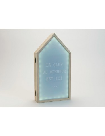 Boite à clé lumineuse forme maison en bois MDF bleu H.36cm HOUZ DRA3520006Amadeus