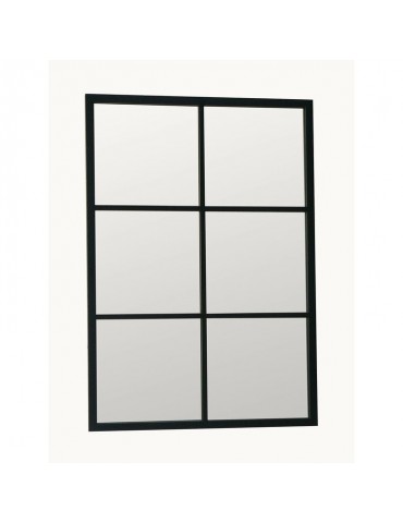Miroir fenêtre rectangulaire noir en métal brossé 6 carreaux 70x100cm TEKE DMI4356007Delamaison