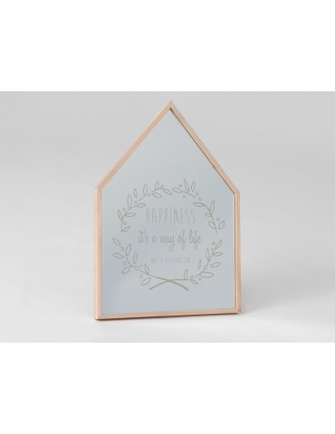 Miroir mural forme maison avec inscription en bois H.47.5cm EZYA DMI3520060Amadeus