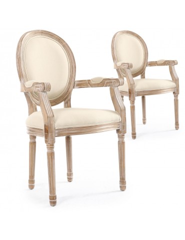 Lot de 2 chaises médaillon Louis XVI Cosy Tissu Beige 24505beige