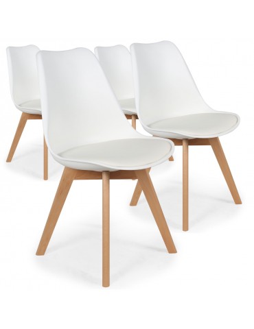 Lot de 4 chaises style scandinave Bovary Blanc ty01lot4white