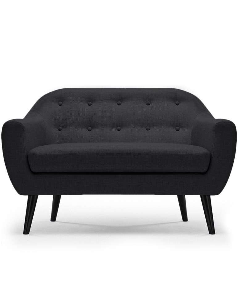 Canapé scandinave 2 places Fidelio Tissu Noir hy80412noir