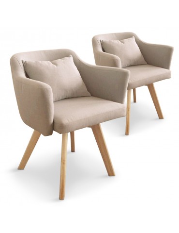 Lot de 2 fauteuils scandinaves Dantes Tissu Beige yf1529lot2beige