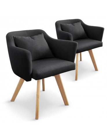 Lot de 2 fauteuils scandinaves Dantes Tissu Noir yf1529lot2noir