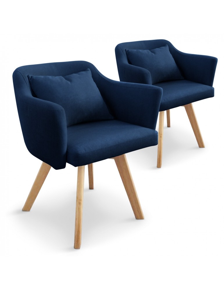 Lot de 2 fauteuils scandinave Dantes Tissu Bleu yf1529lot2bleu