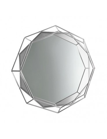 Miroir octogonal en métal argent effet filaire D.50cm DMI4050005Delamaison