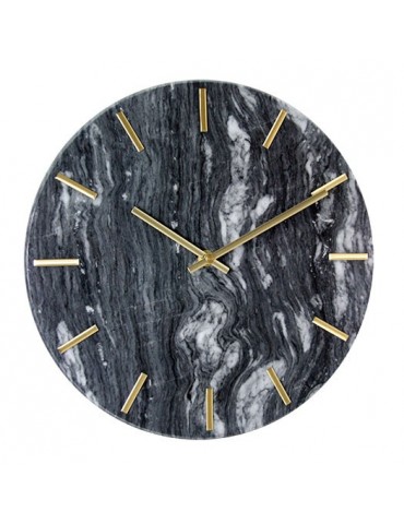 Horloge marbre noir et doré D.30cm DMI4050017Delamaison