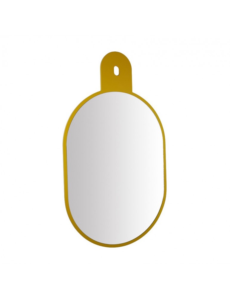 Miroir ovale à suspendre en bois MDF jaune 69.5x40cm DMI4050023Delamaison