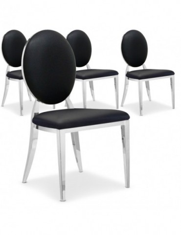 Lot de 4 chaises médaillon Sofia Noir ft83lot4noir